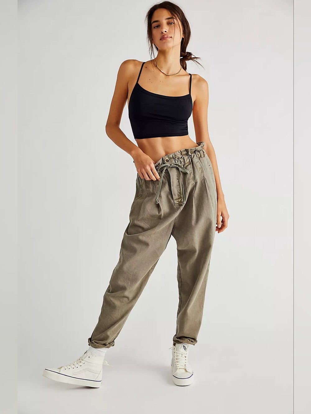 Free People High Rise Margate Pleated Trouser Slouchy Baggy Pants Size S
